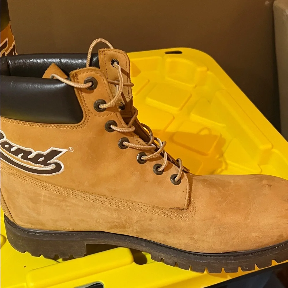 Timberland Men’s Tan Nubuck Padded Collar Lace-Up Boots Sz 15 - Picture 10 of 16